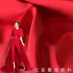 Red Series Thick Acetate Satin Fabric High-Grade Matte Vertical and Smooth Coat Wide Leg Pants Fashion Suit Shirt