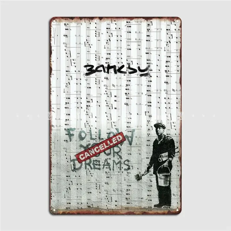Banksy Dreams Metal Plaque Poster Kitchen Cinema Living Room Design Plaques Tin Sign Posters