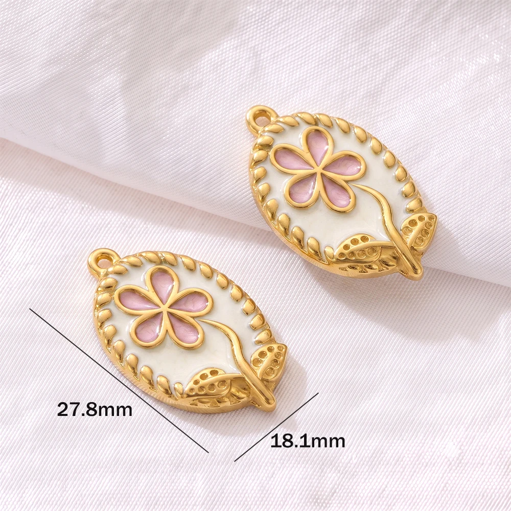 2 Stück Edelstahl-Blumenanhänger für Schmuckherstellung, Emaille-Blumenanhänger für DIY-Halsketten, Armbänder, Ohrringe und Schmuckherstellung – Detail 6