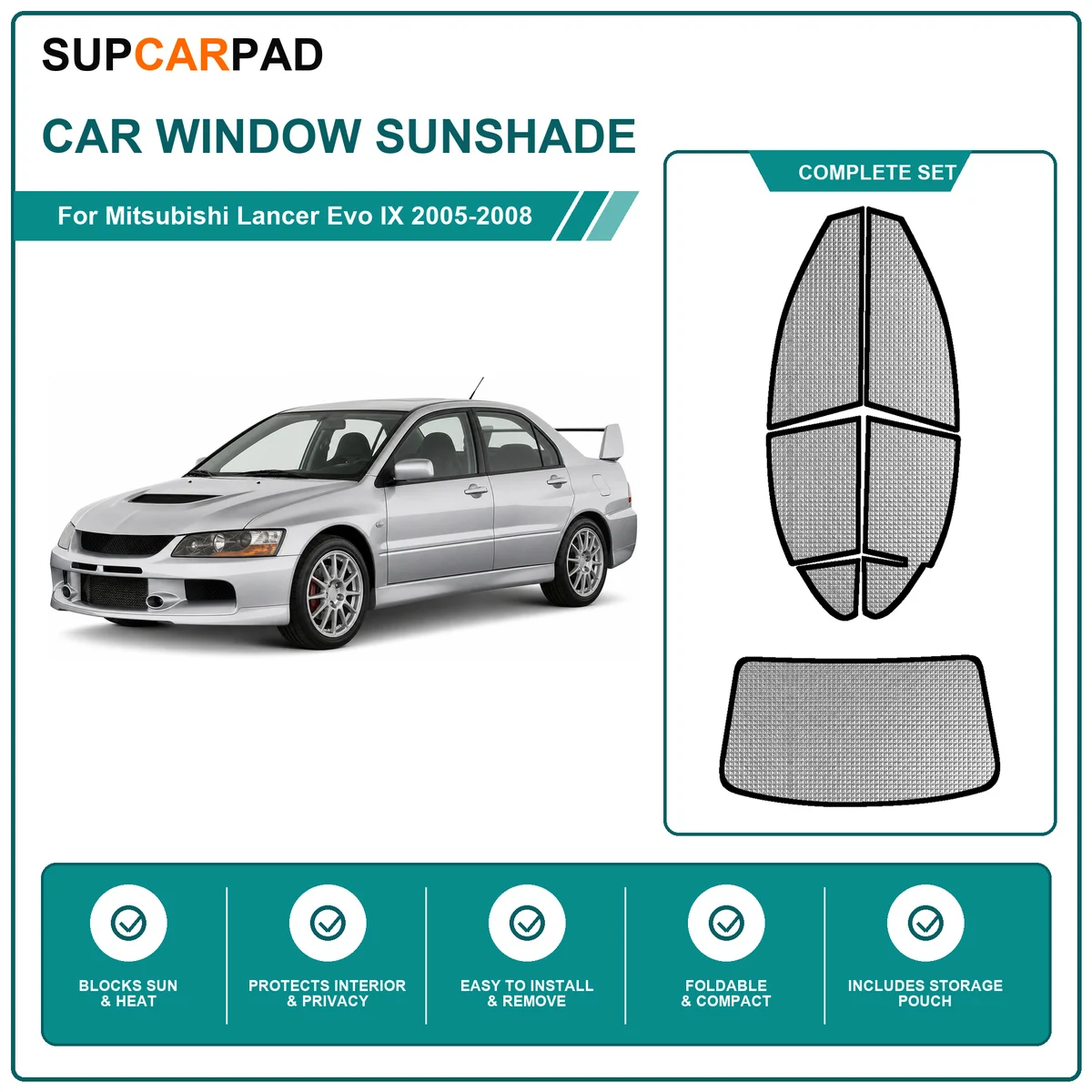 For Mitsubishi Lancer Evo IX 2005-2008 Full Set Car Window Sunshades UV Block Privacy Heat Insulated Foldable Car Curtain