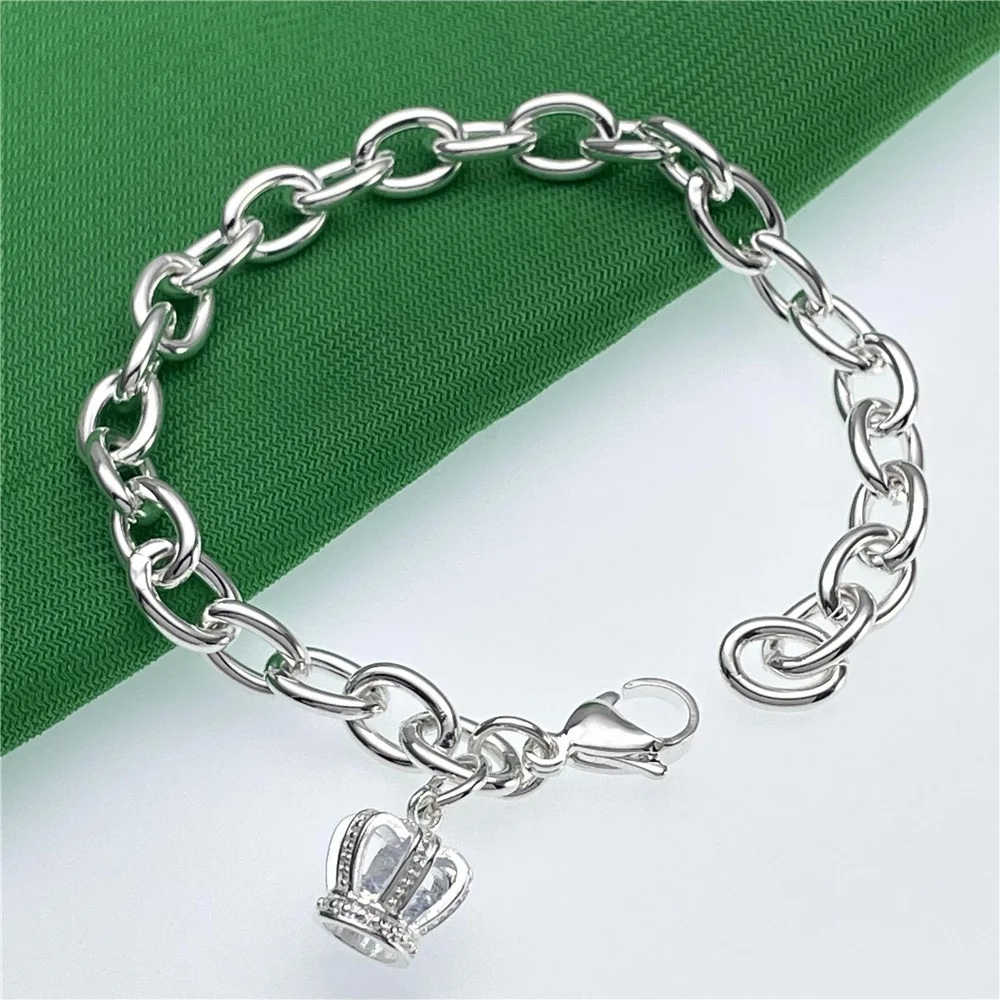 أساور كريستال كلاسيكية من الفضة الإسترليني عيار 925 على شكل تاج للنساء، مجوهرات عصرية وإكسسوارات بوتيك وهدايا الحفلات والعطلات #3