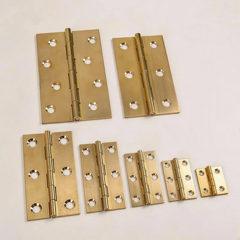 10Pcs 1/1.5/2/2.5/3/4 inch Brass Hinges With Screws Cabinet Drawer Door Gate Wooden Box Trunk Craft Furniture Hardware