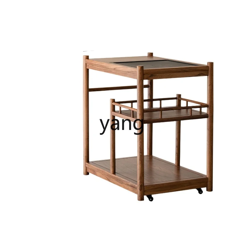 LMM， new Chinese tea cabinet solid wood small tea table coffee table trolley