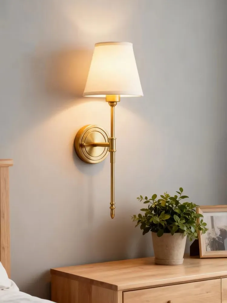 All Copper Bedroom Bedside Lamp European Wall Lamp Minimalist Engineering Hotel Living Room Corridor Study Lighting Fixture