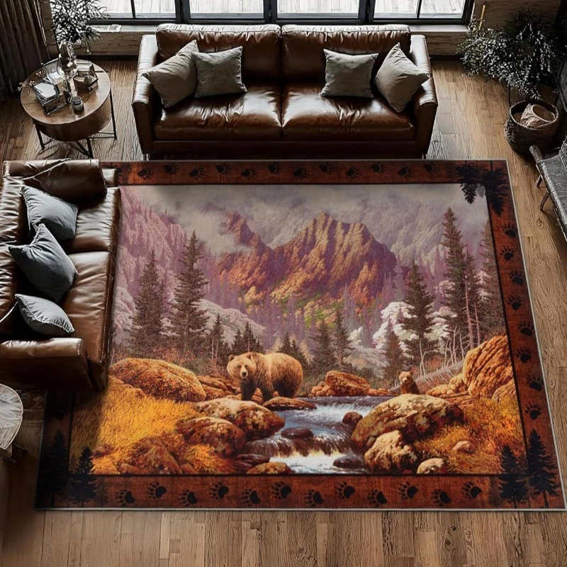 Navajo Ethnic Style Living Room Carpet Creative Geometric Animal Patterns Bedroom Rug American Retro Nordic Style Sofa Mat Tapis
