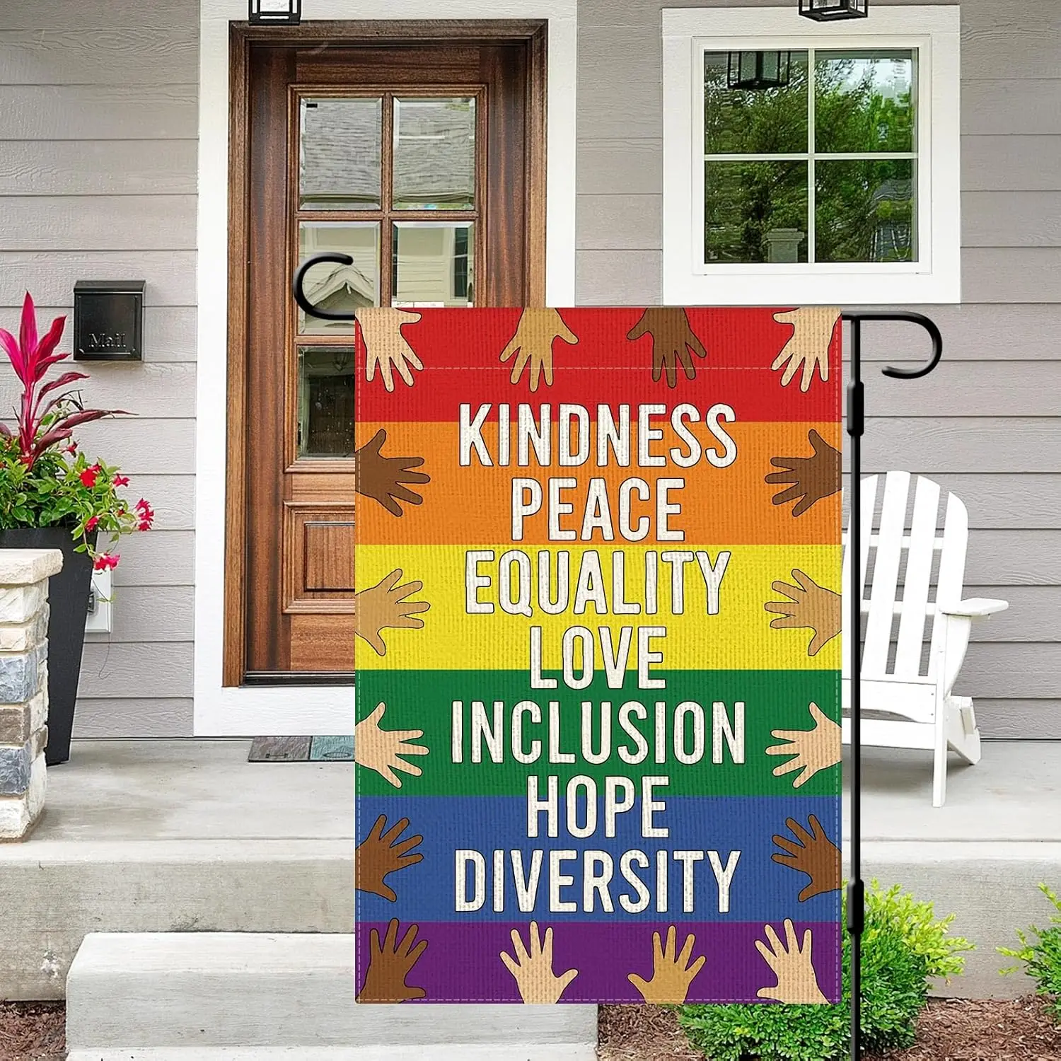 DLZDN Kindness Peace Equality Love Inclusion Hope Diversity Garden Flag 12×18 Inch Double Side Vertical Burlap Farmhouse Yar PPZ