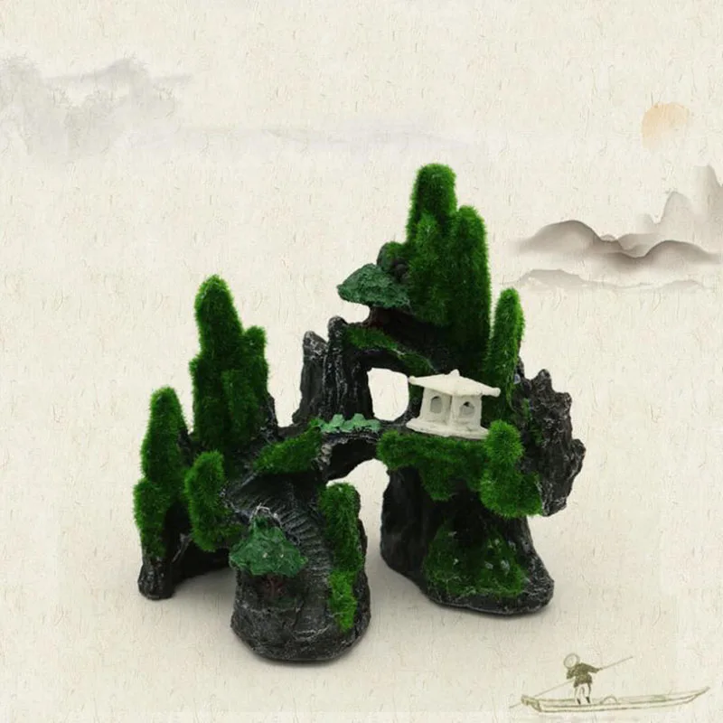 Resin Mountain Aquarium Decoration Landscape Aquatic Fish Tank Ornament Decor High Quality Crystal Shrimp Dodge House Shelter