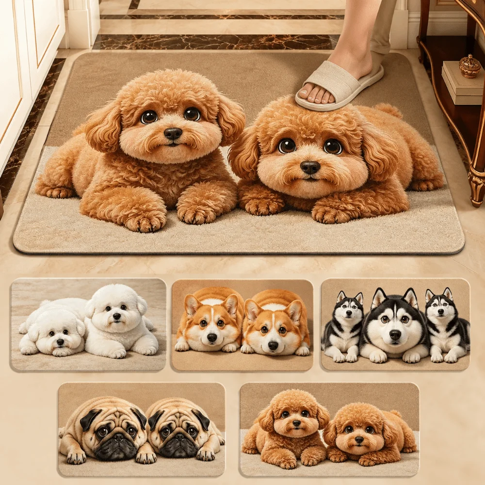 2D Flat Optical Illusion Doormat Non-slip Abrasion-resistant Bathroom Carpet Water-absorbing Durable Bedroom Door Rug Home Decor