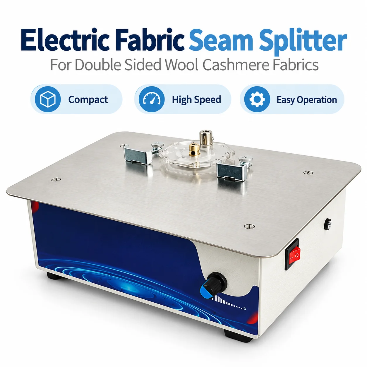 AOLIVIYA 45W Electric Double Sided Cashmere Wool Fabric Slitting Machine Seam Splitter 220V 7000RPM Tailoring Sewing Tool