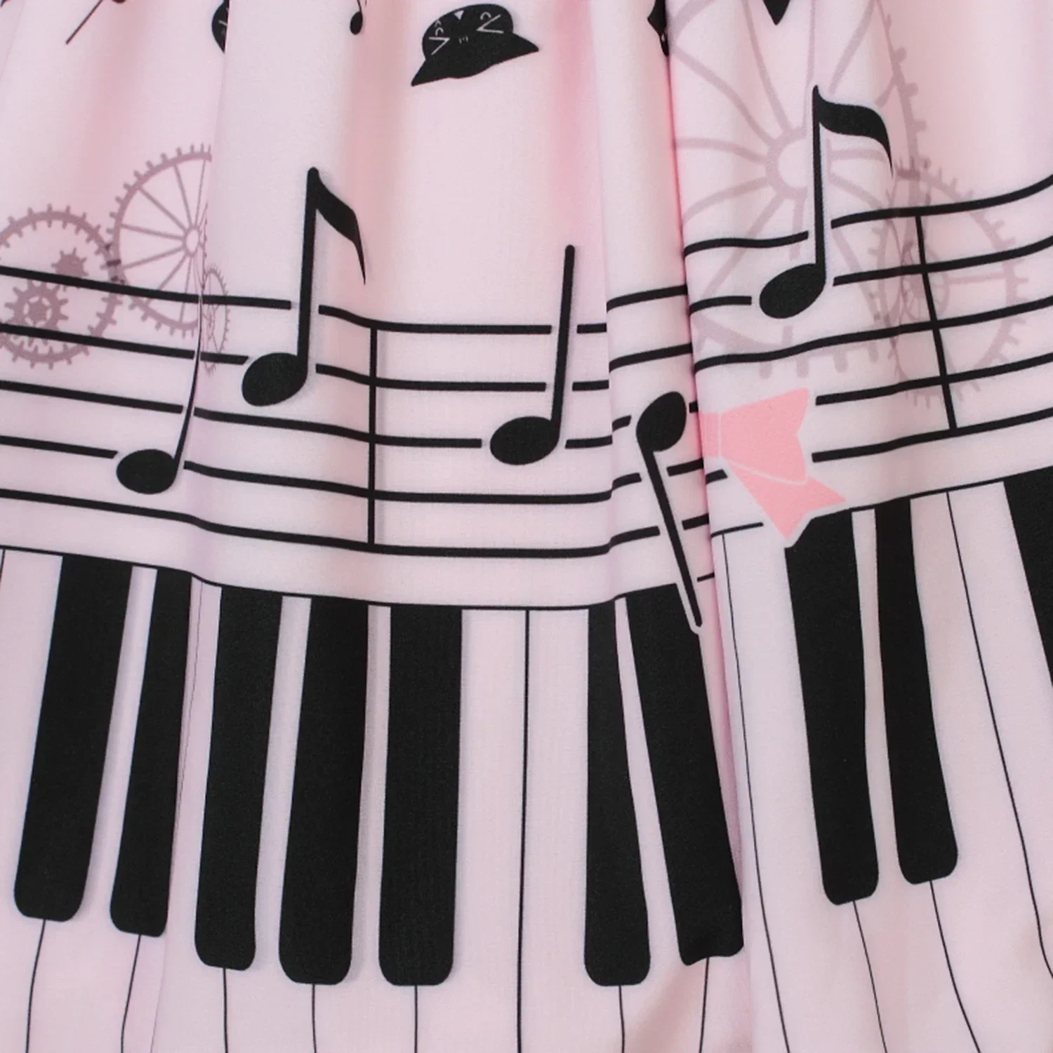 Kawaii Sweet Girl Pink Polyester Lace Piano Keybord Printed Lolita Skirt pink skirt