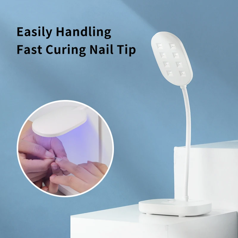 12 W tragbare LED UV LED Desktop-Nagellampe, USB-betrieben, schnell trocknend, 360° °   Verstellbar für Heimwerker und Salon-Nageldekoration