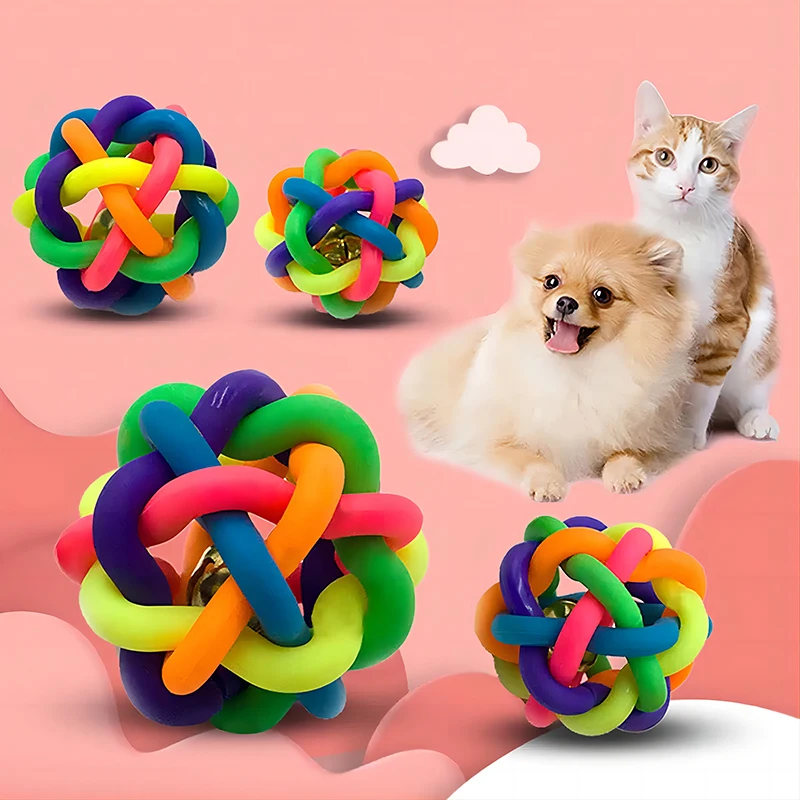 2 PCs PVC Material Colorful Bell Toy Ball Pet Cat Dog Interactive Toy 2 PCs PVC Material Colorful Bell Toy Ball Pet Cat Dog Inte