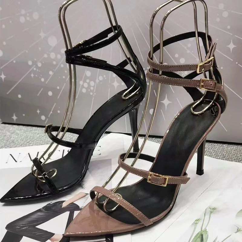 

Women's Pointed Thin Strap Thin Heel High Heel Sandals Simple Versatile Fashion Party Evening Dress Catwalk Shoes Zapatos Mujer