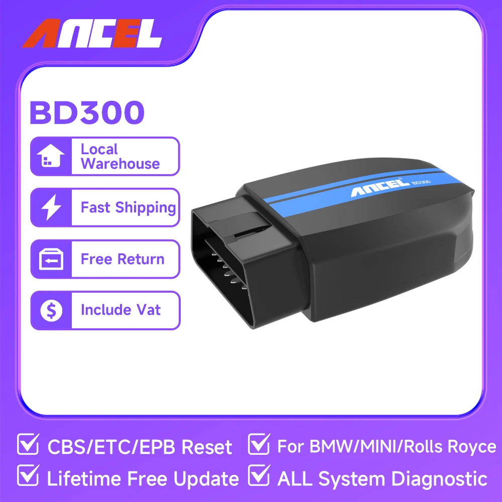 Ancel BD300 OBD2 Scanner for BMW Full System Diagnostic Tool Oil Reset EPB Reset Thorttle Relearn Battery Check Automotivo Scan