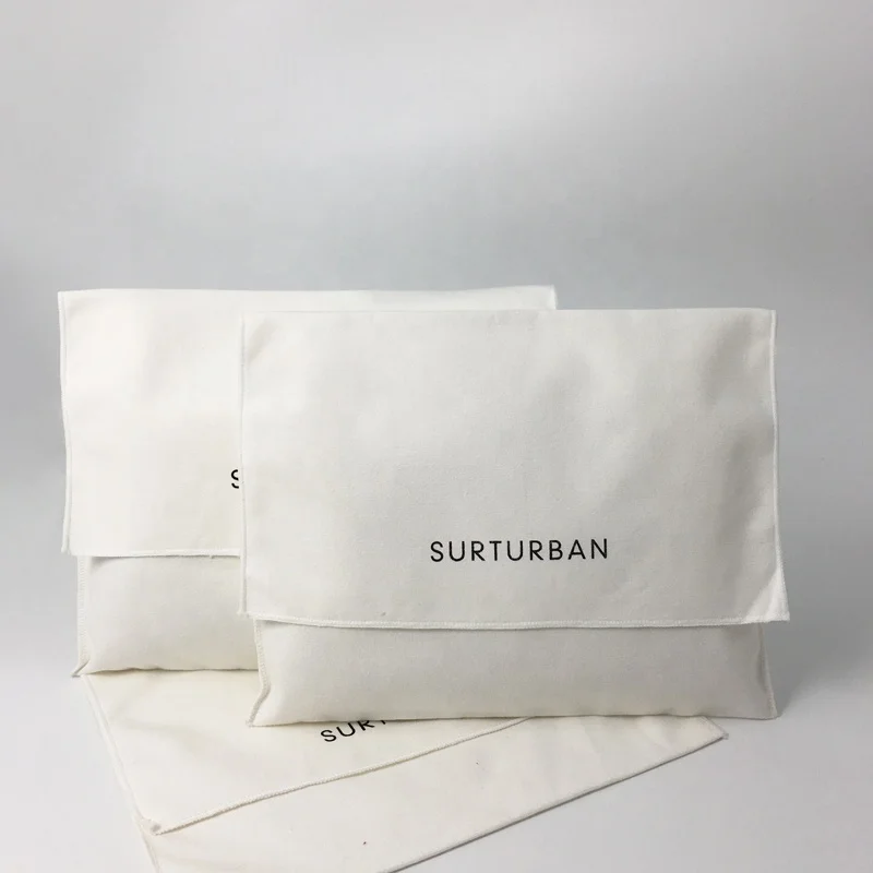 Custom white pouch envelope canvas fabric dust bag wholesale custom ring pouch packaging for earring