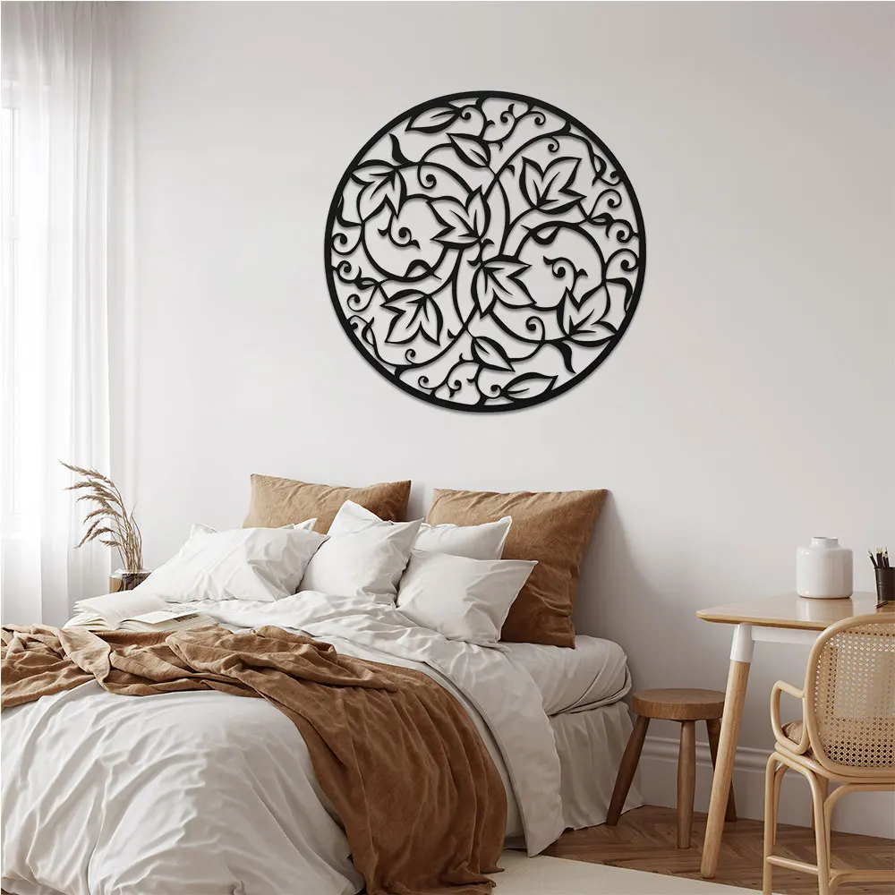 Elegant Black Metal Mandala Wall Art,  Bohemian Spiritual Decor for Home, Yoga & Patio, Indoor/Outdoor Iron Mural,Zen Home Decor