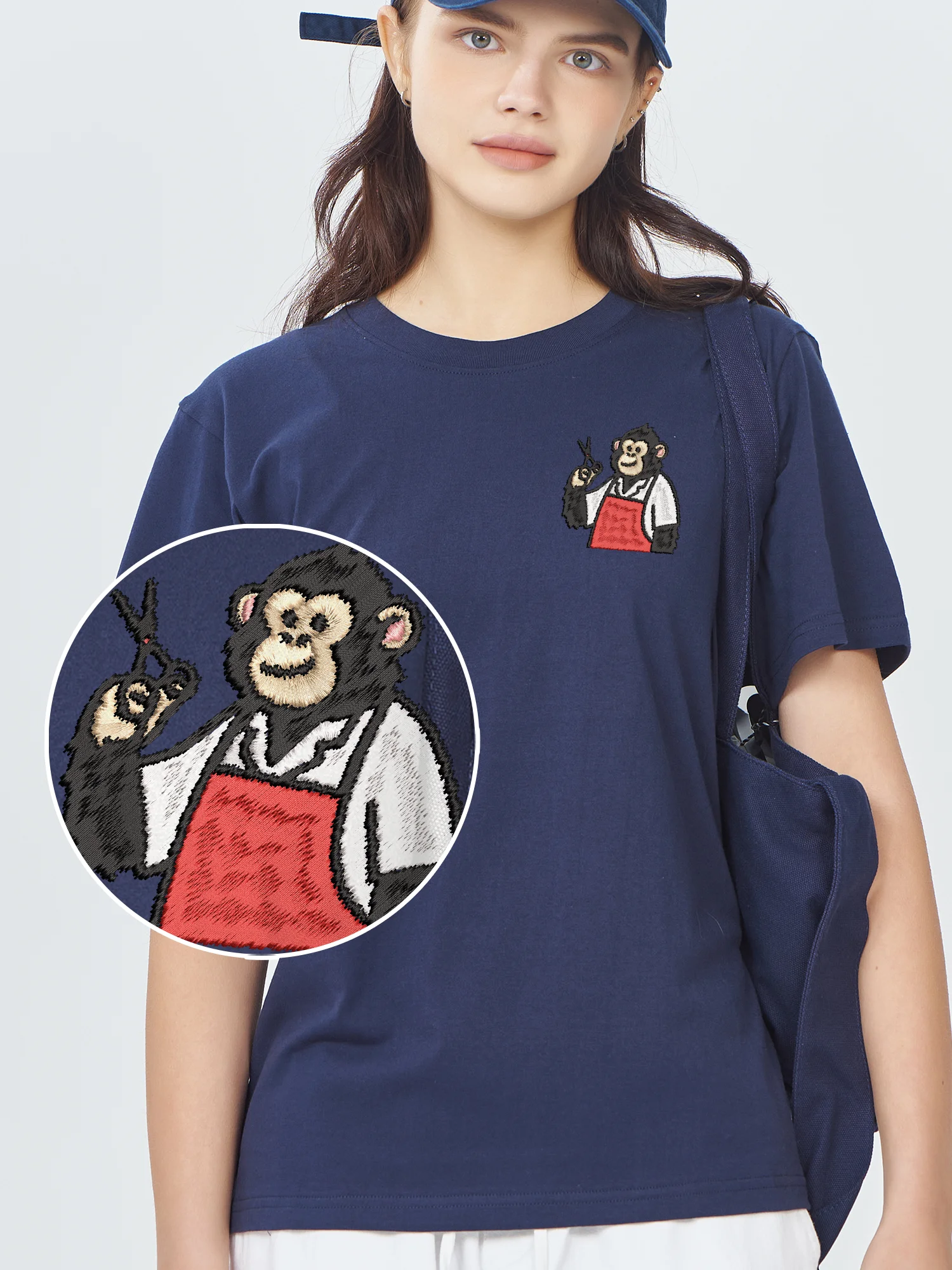

Mens Embroidered T Shirts Monkey Tailor Embroidered Tees Casual Luxury T-Shirt Unisex Relaxed Fit Street Embroidery Tops​