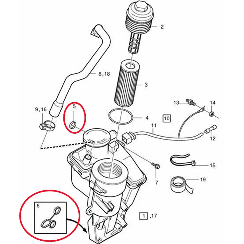 For Volvo S40 C30 S80 S60 V40 V60 XC70 XC60 Engine Oil Filter Housing Gasket Exhaust Valve Connection Fixed Sealing Pad