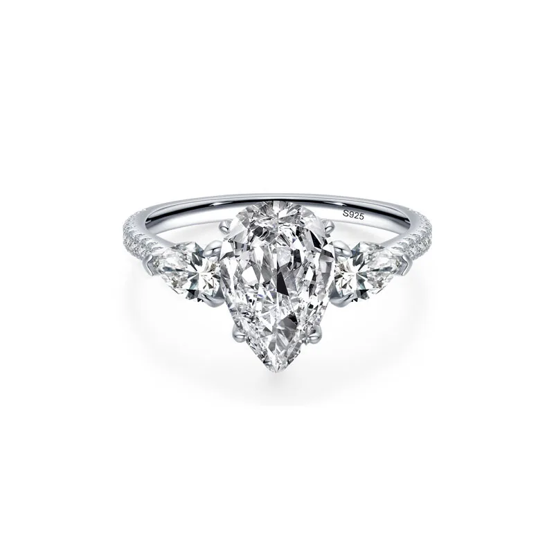 Apexelle Brand Luxury Jewelry 925 Sterling Silver Rings Clear Zircon Inlaid Finger Ring Fashion Wedding Band Fine Jewelry