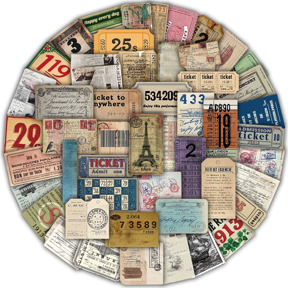 50 قطعة تصميم فني ريترو ملصق شخصية ختم نمط التذكارية جمع الديكور جراب هاتف سجل القصاصات كوب ماء هدية