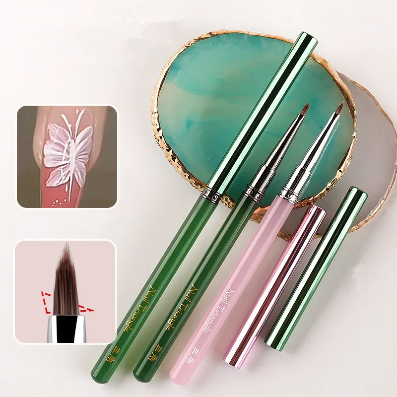 1 قطع الأخضر الوردي الثلاثي فرشاة مسمار فرشاة فنية اللوحة رسم القلم الاكريليك هلام الأشعة فوق البنفسجية تمديد فرشاة