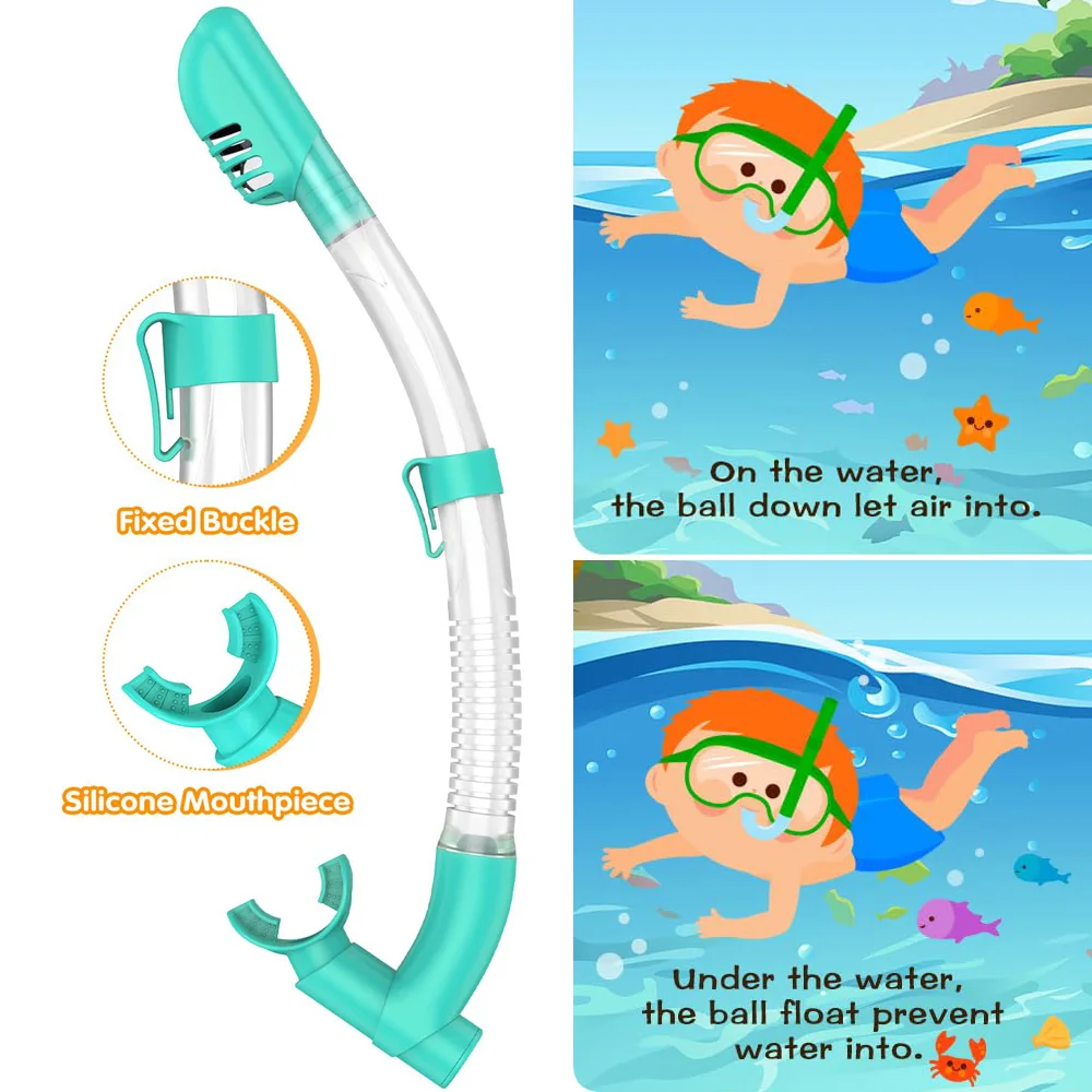 Schnorchelmasken-Set, Tauchen, Schwimmbrille, 3 Fenster, Panorama, Weitsicht, HD, Trockenoberteil, Anti-Leck, Antibeschlag, für Erwachsene und Kinder – Detail 11