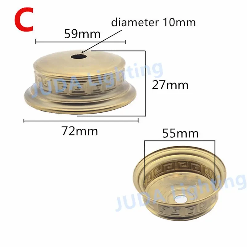 샹들리에 LED 세라믹 조명용 구리 금속 커버 캡, 황동 램프 튜브 장식 캡, M10 홀 라이트 바디 장식 피팅