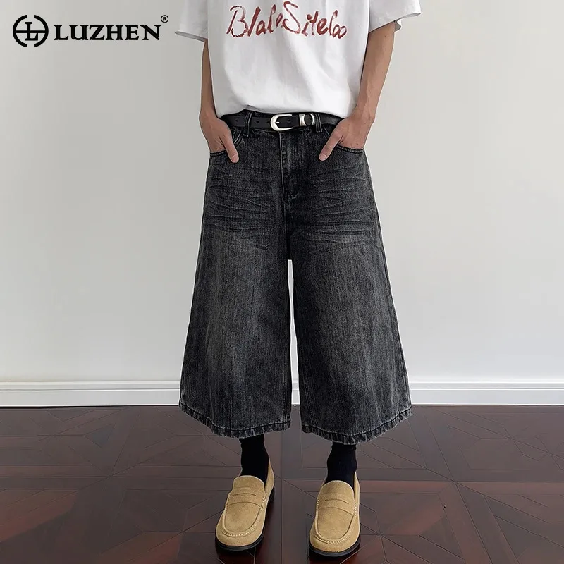 

LUZHEN 2025 Summer New Loose Wide Leg Casual Denim Cropped Pants Men's Fashion High Quality Wide Leg Jeans Clothes Male JY2249