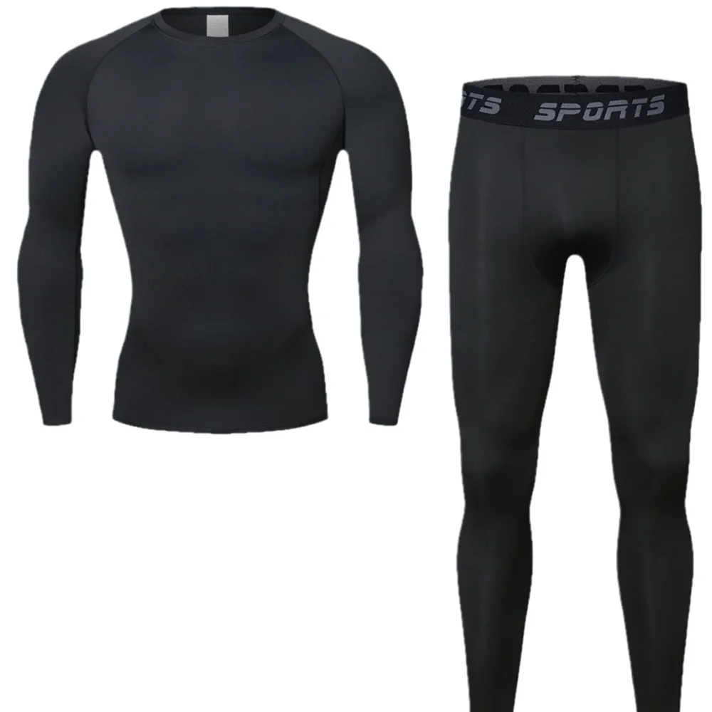 الشتاء الرجال ملابس اخلية حرارية مجموعة رجل صوف مبطن الدافئة الملابس الداخلية طويلة جونز ضغط الجوارب اللياقة البدنية طقم رياضي #3