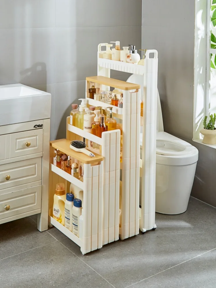 

Japanese Sle Multi-Layer Floor Standing Storage Ra Kitchen Refrigerator Narrow Cabinet elf Bedroom Dormi Cart