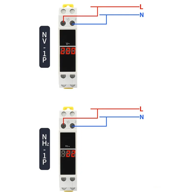 Din Rail 18mm Voltage Current HZ Meter AC 80-500V 220V 380V 100A Modular Voltmeter Ammeter LED Indicator Digital Volt Tester