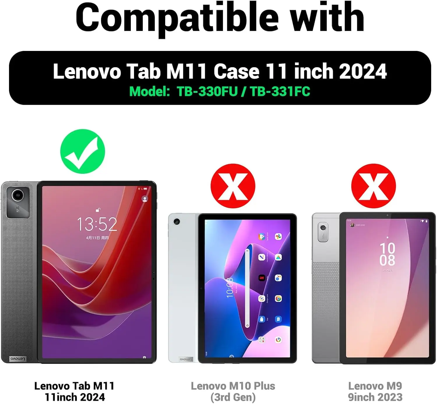 For Lenovo Tab M11 2024 TB-330FU Case With Keyboard Detachable Backlit Keyboard Leather Case For Xiaoxin Pad 11 inch 2024 331FC