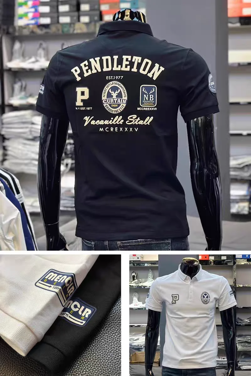 PEARLYGATES Short sleeved T-shirt Casual Youth Short Style Trendy Brand European Men's Summer Beaded Cotton Embroidered Printed
