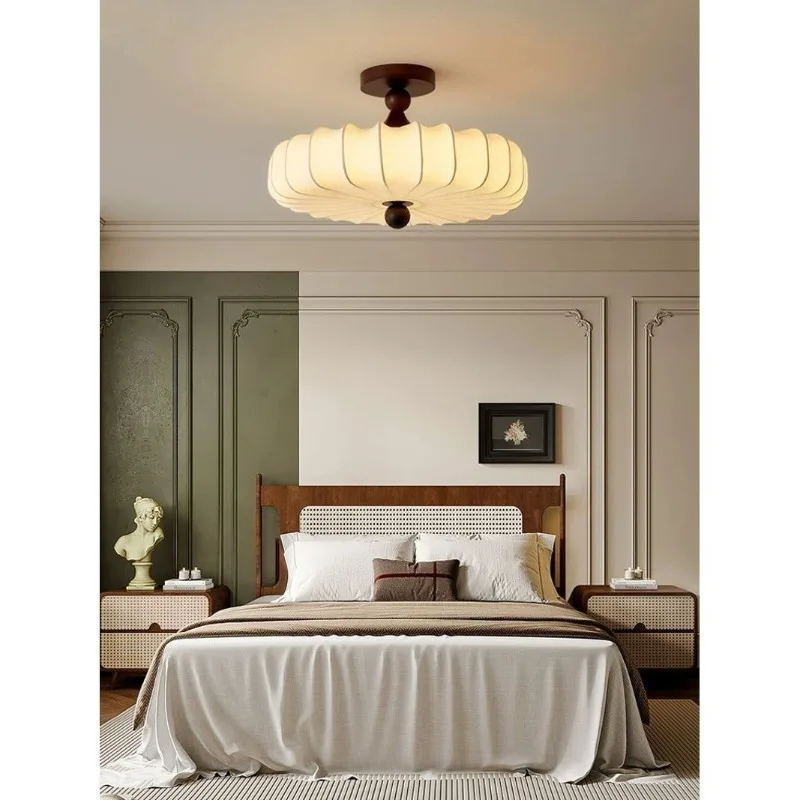 

French medieval bedroom lamp, ceiling lamp, vintage living room, dining room chandelier, round study, fabric, master bedroom lam