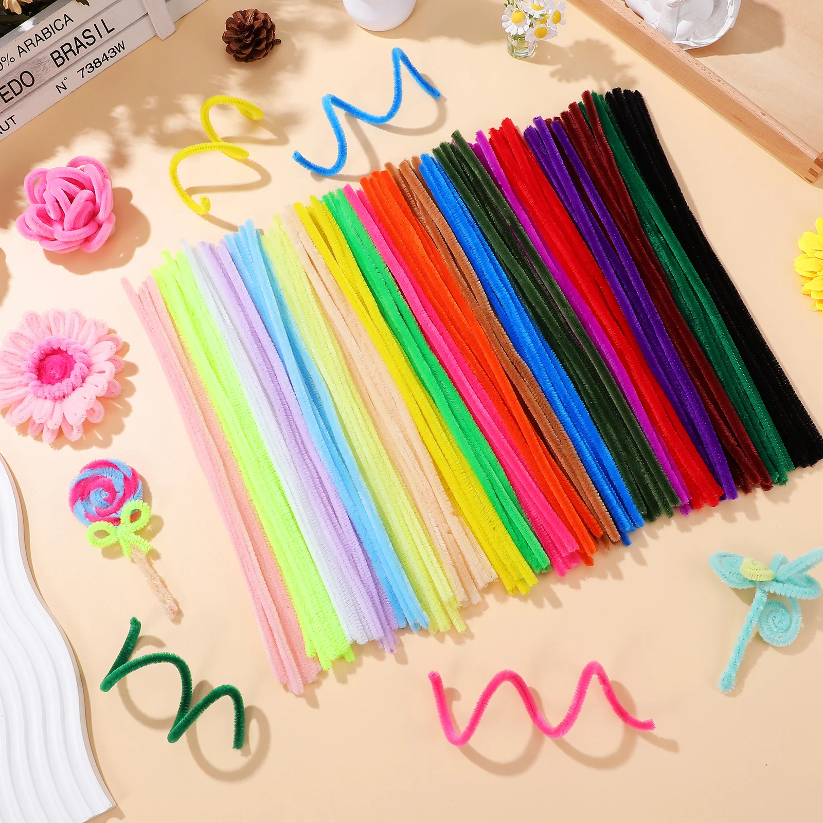 

400 Pcs Twisting Stick Material Package Chenille Wire Soft Fuzzy Stems Iron