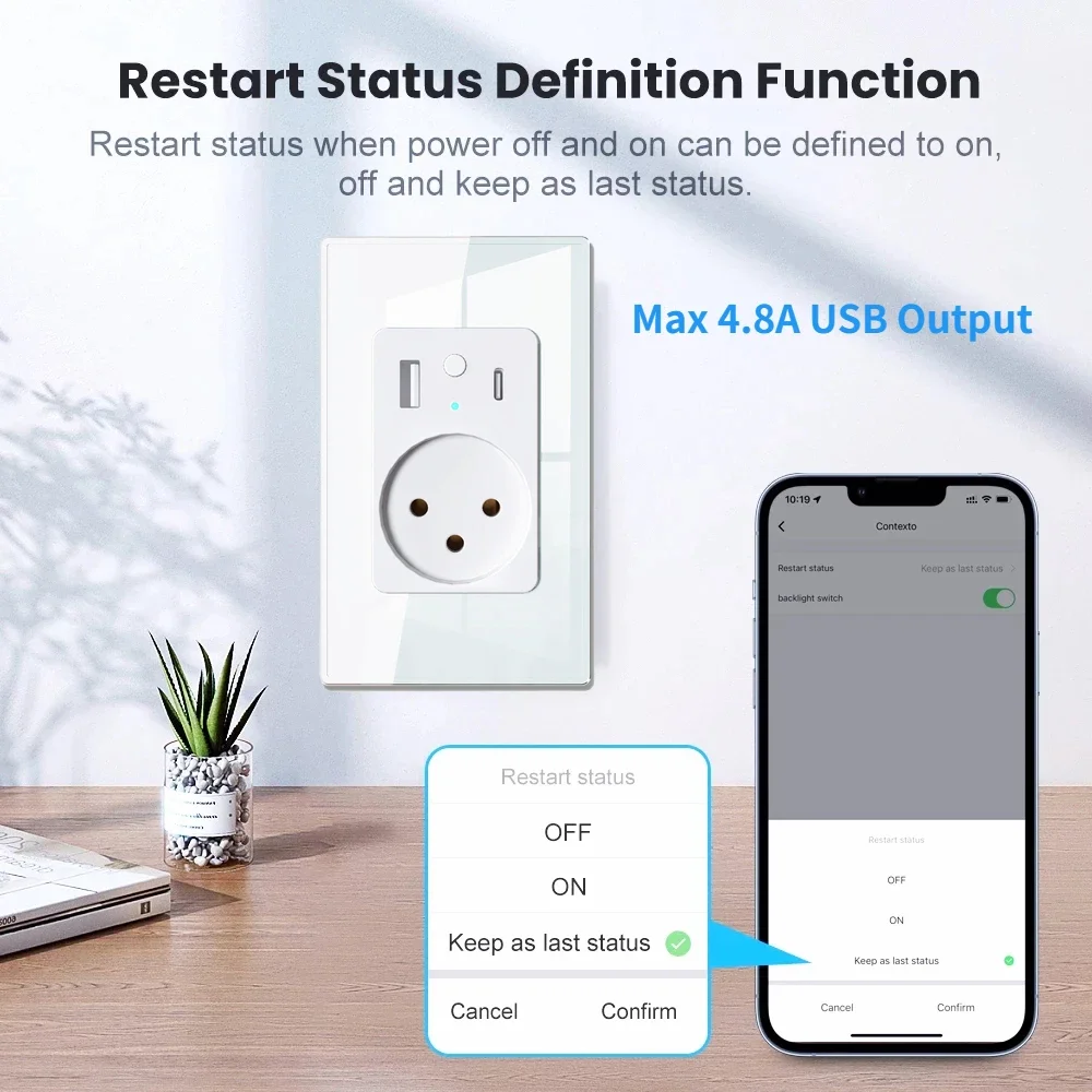 Melery Tuya Wifi สมาร์ทอิสราเอลผนังซ็อกเก็ต USB Type C PD 30W Power Outlet สําหรับ Iphone EU Plug Remote โดย Alexa Google Home