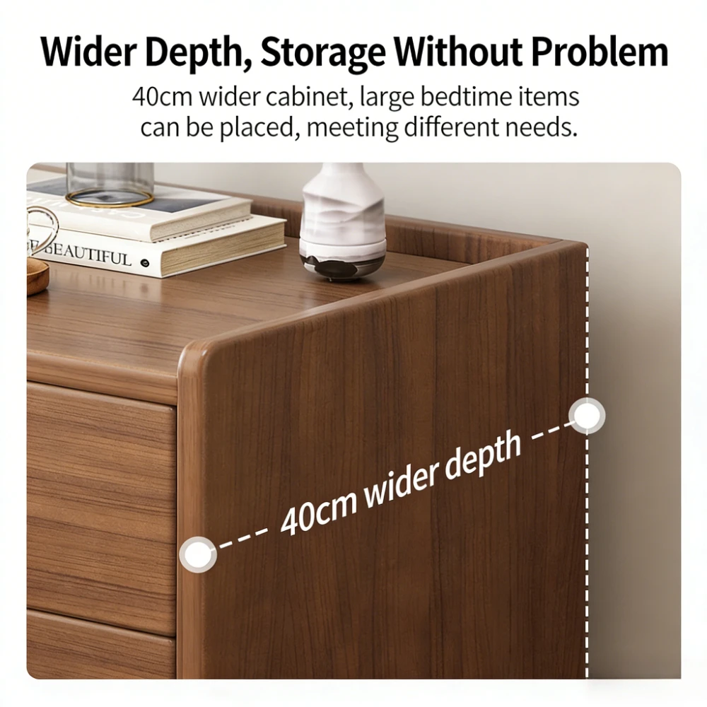 Modern New Chinese Style Nightstand - Narrow Solid Wood Bedside Table with Storage Drawer, Minimalist Bedroom Furniture image 6