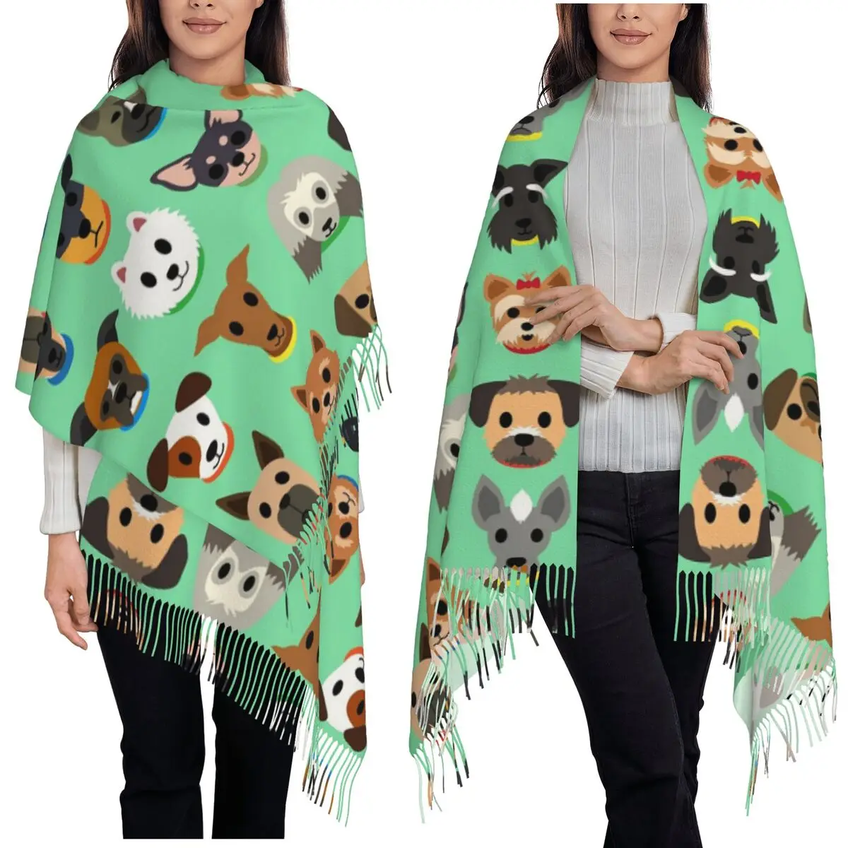 

Playful Puppy Scarf Tassel Scarves Women Soft Warm Shawls and Wraps Large Fall Winter Shawl Wrap