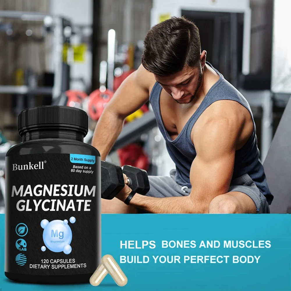 Magnesium Glycinate Supplement - High Strength for Muscle and Nerve Function, Heart, Immune, Bone Health and Sleep, Women & Men