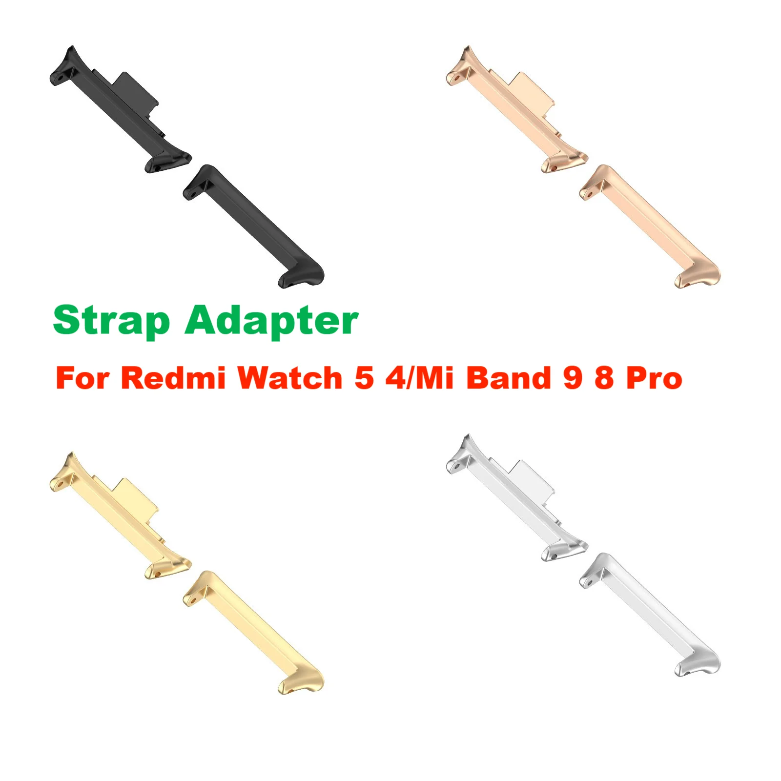 1 par adaptador para redmi relógio 5 4 cinta conector pulseira de aço inoxidável para xiaomi banda 9 8 pro conector acessórios