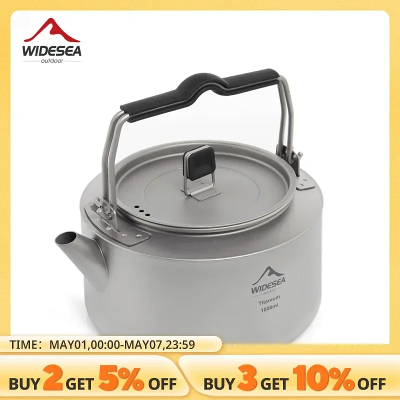 

Widesea Camping Titanium Kettle Outdoor Tea Coffee Kettle Tableware Pot Supplies Tourist Dishes Hiking Cooking Equipment