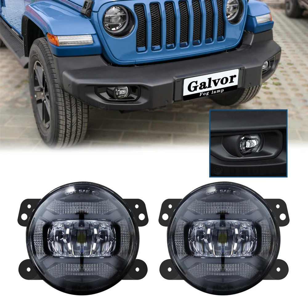 2PCS 4Inch Round Led Fog Lights 6000K Off Road Fog Lamps For Jeep Wrangler JK TJ LJ Grand Cherokee