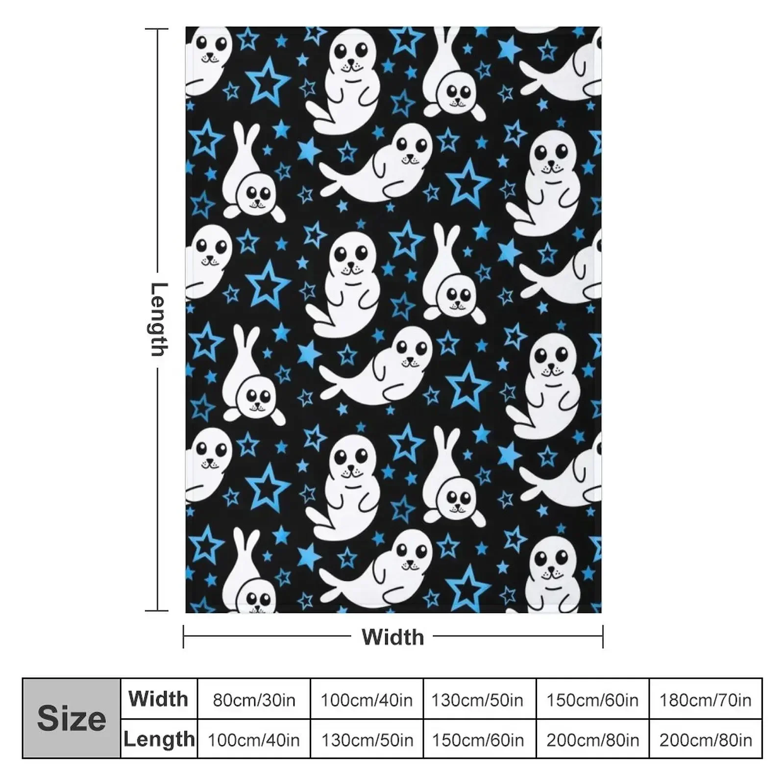 Harp Seal Blue Stars Pattern Throw Blanket Softest Beach manga heavy to sleep christmas gifts Soft Big Blankets