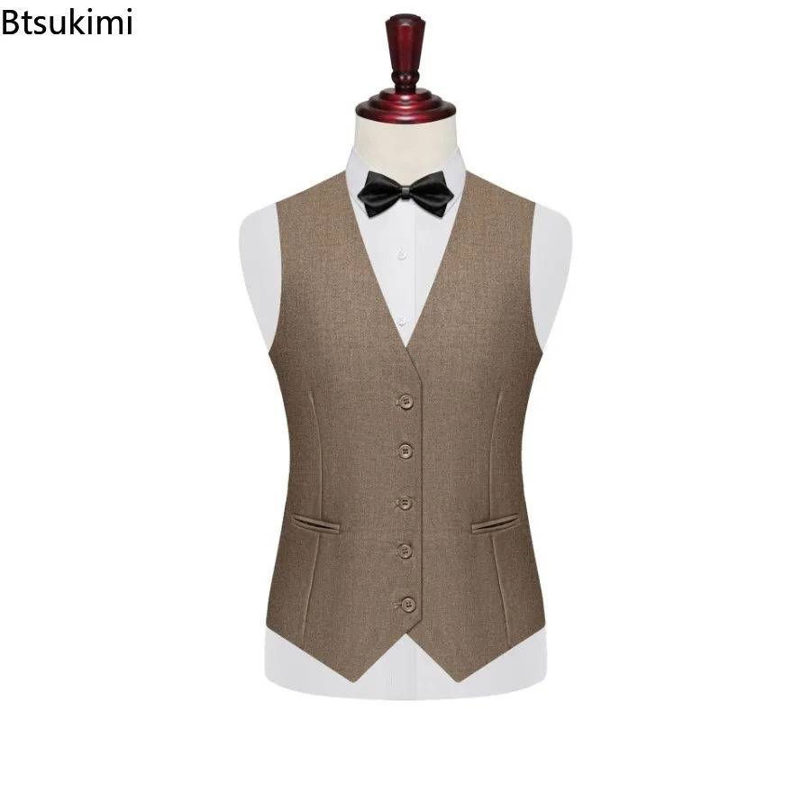 7XL 8XL Plus Size Suit Vest Men's Business Slim Dress Vest Fashion Solid Single Breasted V-neck Wedding Party Formal Waistcoats