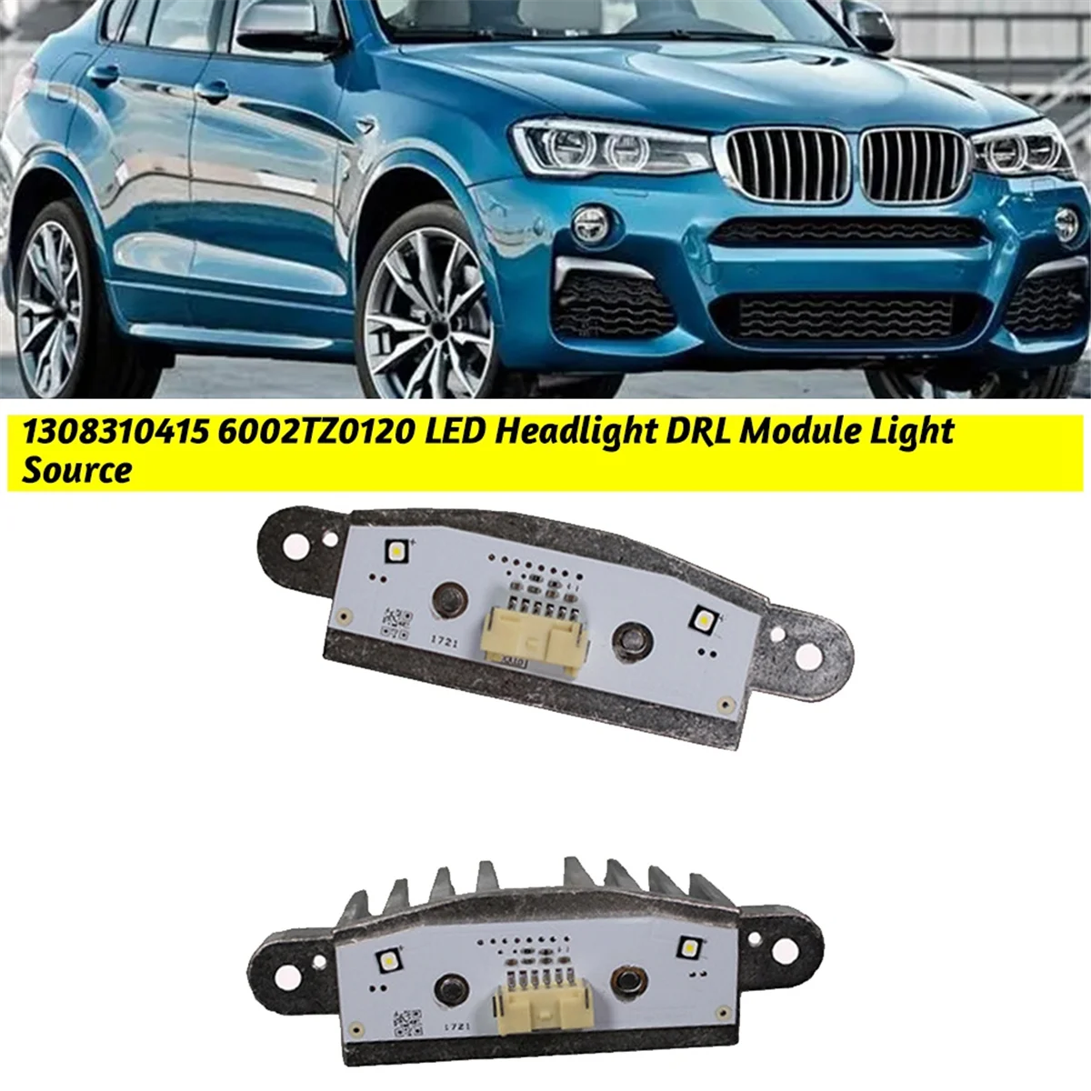 Carro LED DRL Módulo Farol, Fonte de luz para BMW X3, X4, F25, F26, F45, Angel Eye Módulo de Controle, 6002TZ0120, 1308310415, 2pcs