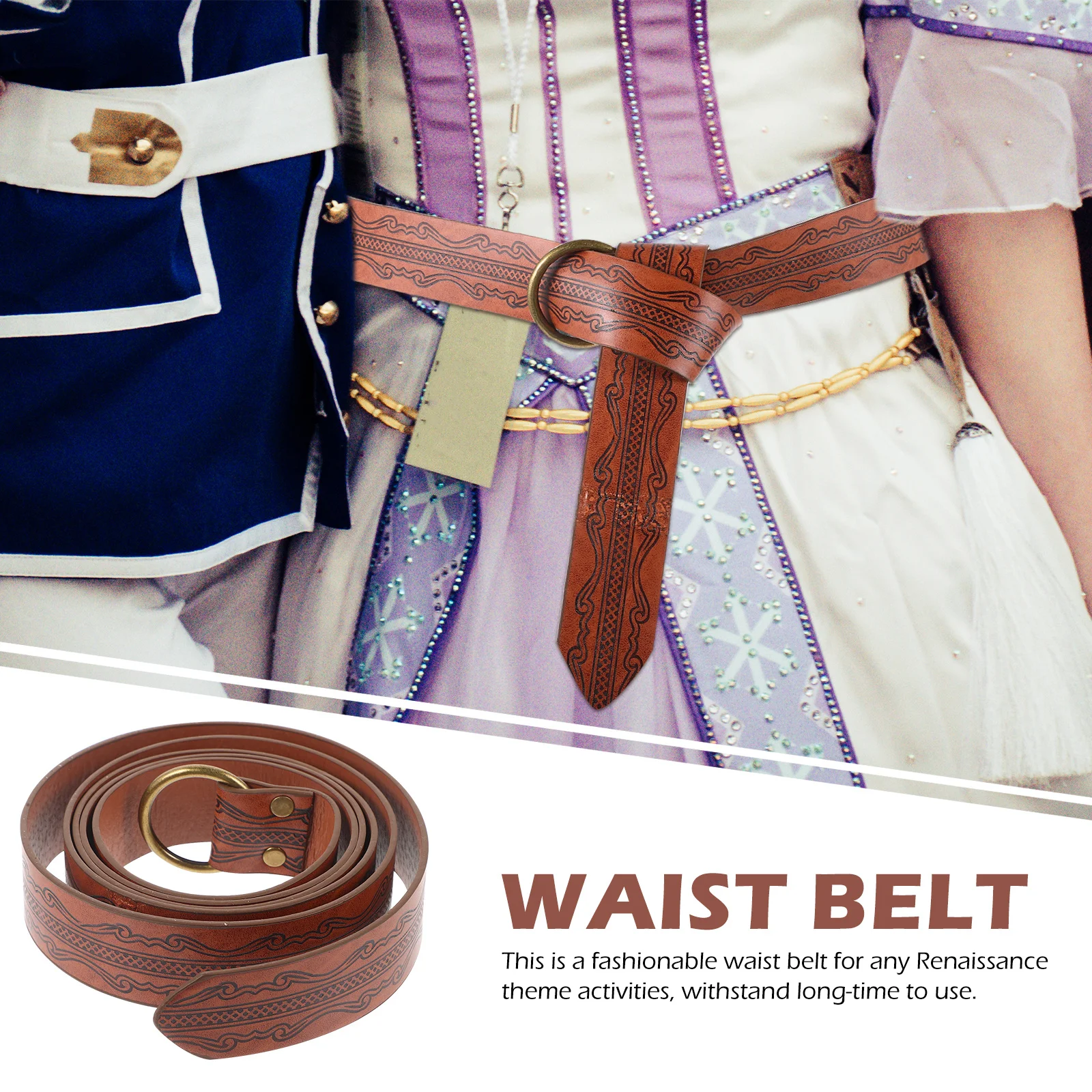 Vintage Medieval Viking Waist Belt Embossed Renaissance Costume Accessories Lightweight Durable for Men Waist Belt