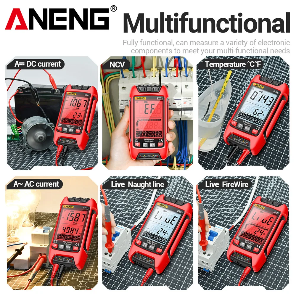 ANENG  Digital Multimeter Smart AC/DCVoltage Capacitance Meter 6000 Counts Auto Electrical Temp Resistance Transistor Test tools