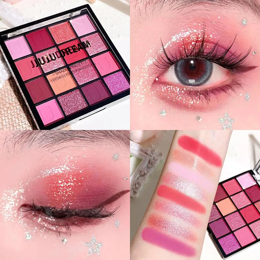 16 cores paleta de sombra fosco brilho perolado olho para fazer claro shimmer up sombra espírito verde delicado fácil pó m6e1