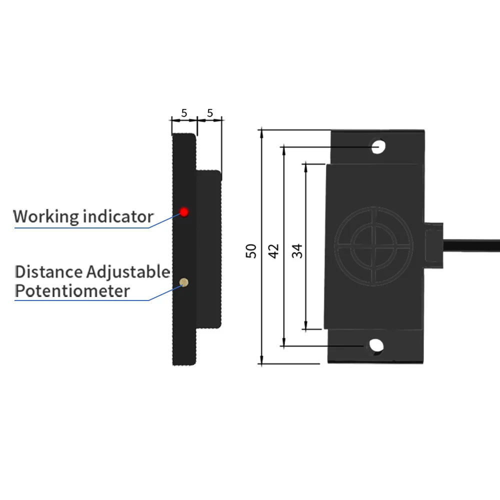 GTRIC E2K Series Proximity Sensor Matrix Capacitive Switch 10-30V DC 3-wire NPN PNP Sensing Distance 10mm Adjustable