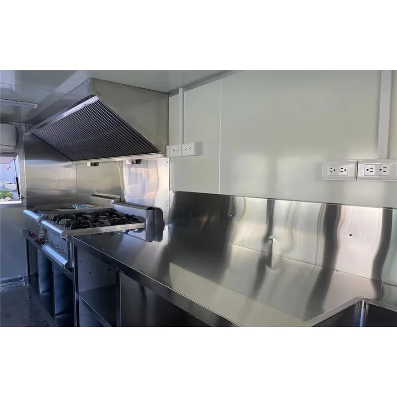 Mobile Kitchen Vending Food Truck Snack Trailer Hotdog Burger Van Coffee Cart Ice Cream Bar Multifunctional Towable Stainless view 5